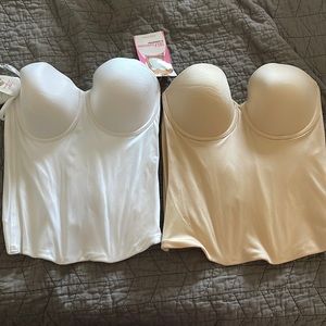 Self expressions by maiden form longline strapless bra x2